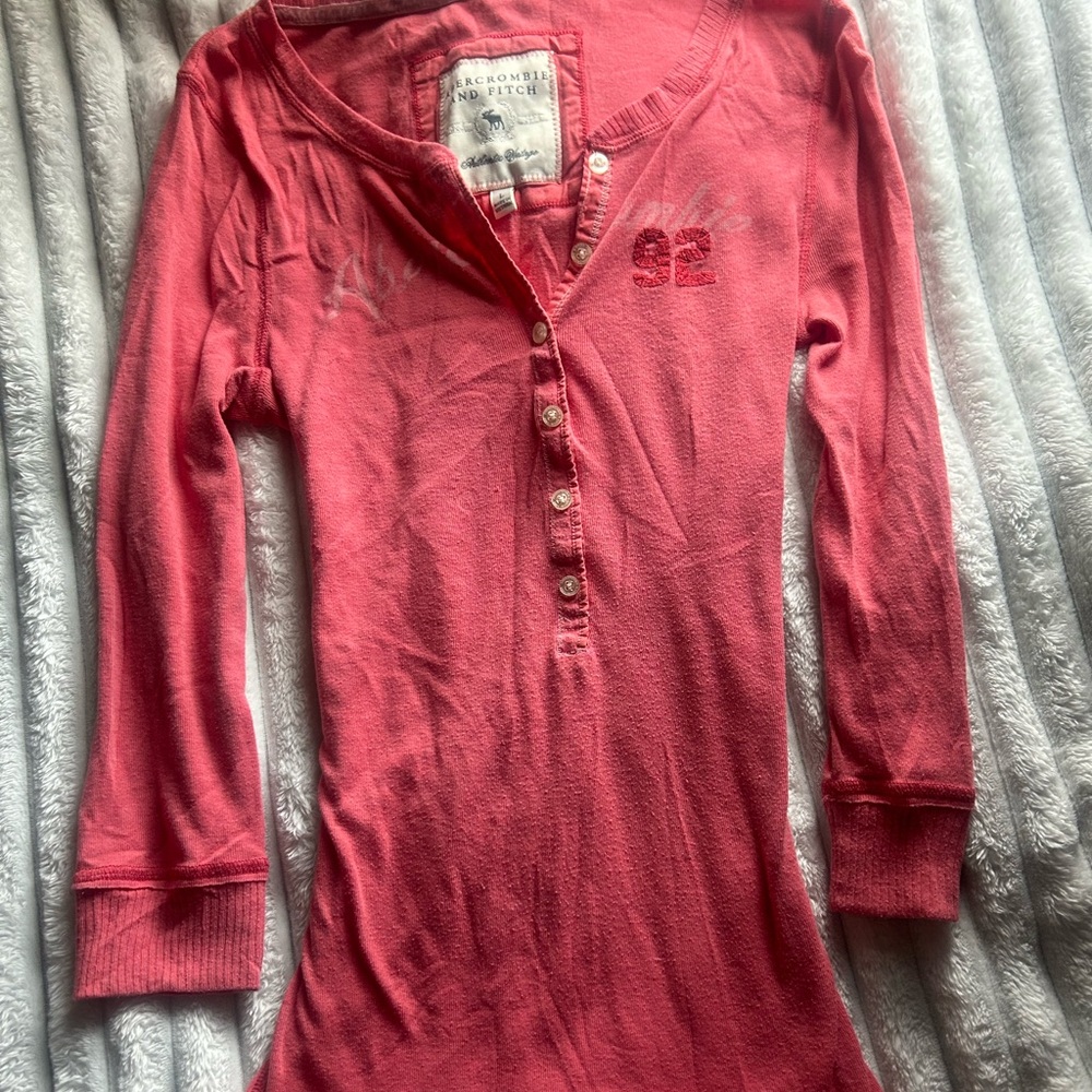 Abercrombie & Fitch Coral Pink Henley
